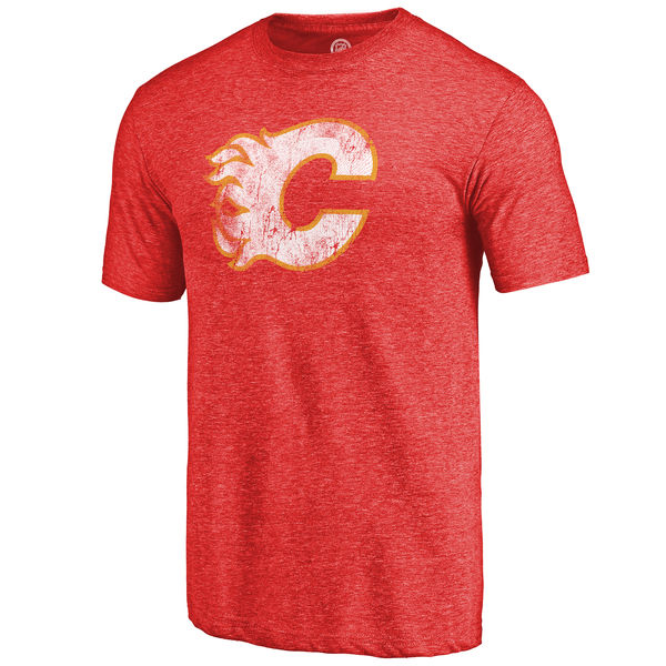 Calgary Flames Throwback Logo 1980 1981 Tri Blend T-Shirt Red