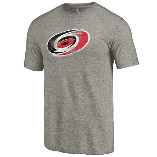 Carolina Hurricanes Distressed Team Logo Tri Blend T-Shirt Ash