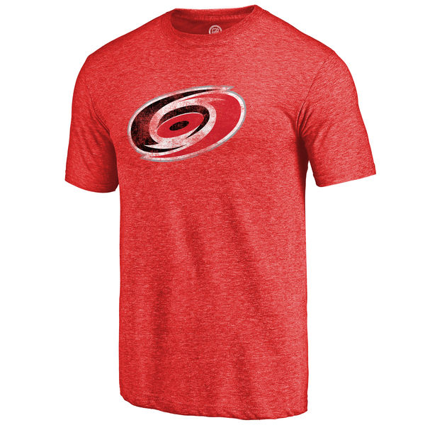 Carolina Hurricanes Distressed Team Primary Logo Tri Blend T-Shirt Red
