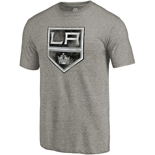 Los Angeles Kings Distressed Team Primary Logo Tri Blend T-Shirt Gray