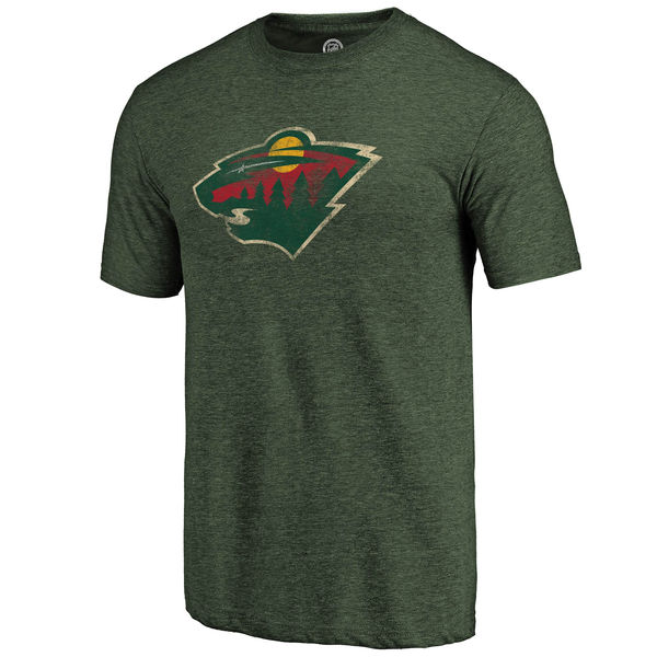 Minnesota Wild Fanatics Branded Distressed Team Primary Logo Tri Blend T-Shirt Green