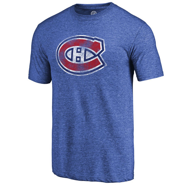 Montreal Canadiens Rinkside Primary Logo Tri Blend T-Shirt Heathered Royal
