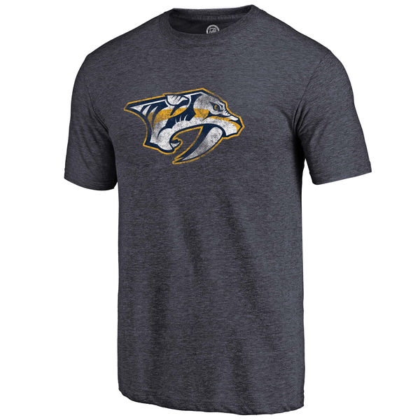 Nashville Predators Fanatics Branded Distressed Team Primary Logo Tri Blend T-Shirt Heather Navy