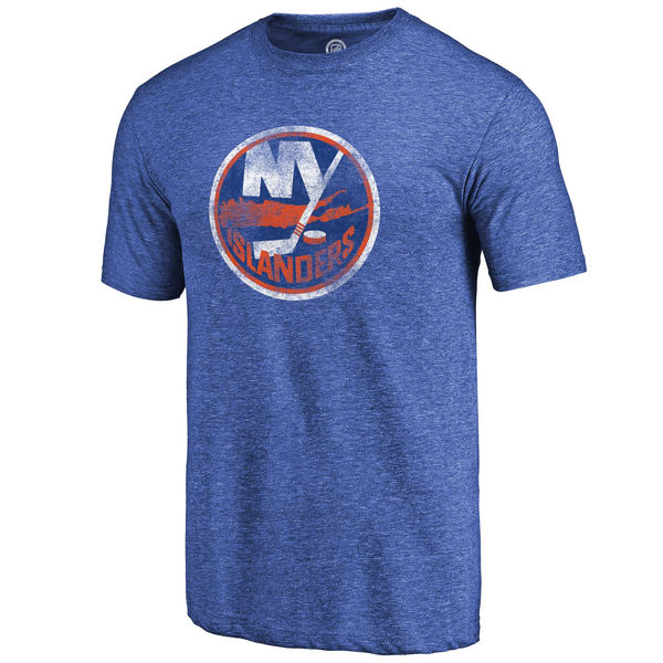 New York Islanders Fanatics Branded Distressed Team Primary Logo Tri Blend T-Shirt Royal