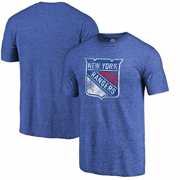 New York Rangers Fanatics Branded Distressed Team Primary Logo Tri Blend T-Shirt Royal