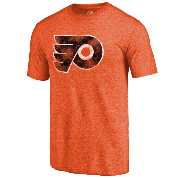 Philadelphia Flyers Fanatics Branded Distressed Primary Logo Tri Blend T-Shirt Orange