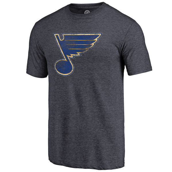 St. Louis Blues Distressed Team Primary Logo Tri Blend T-Shirt Navy