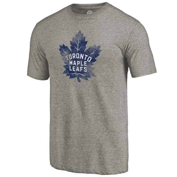 Toronto Maple Leafs Distressed Team Logo Tri Blend T-Shirt Ash