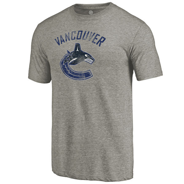 Vancouver Canucks Distressed Team Logo Tri Blend T-Shirt Ash