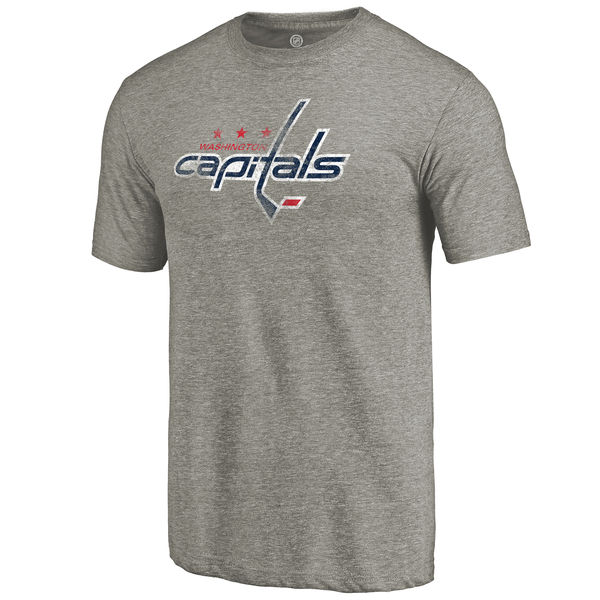 Washington Capitals Distressed Team Logo Tri Blend T-Shirt Ash