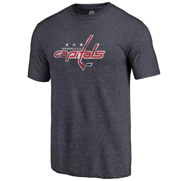 Washington Capitals Fanatics Branded Distressed Team Primary Logo Tri Blend T-Shirt Navy