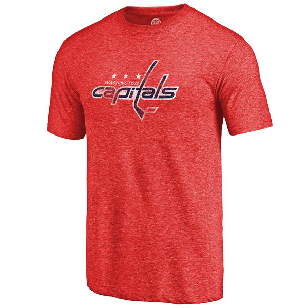 Washington Capitals Fanatics Branded Distressed Team Primary Logo Tri Blend T-Shirt Red