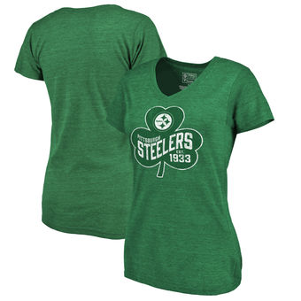 Pittsburgh Steelers Pro Line by Fanatics Branded Women's St. Patrick's Day Paddy's Pride Tri Blend T-Shirt Green
