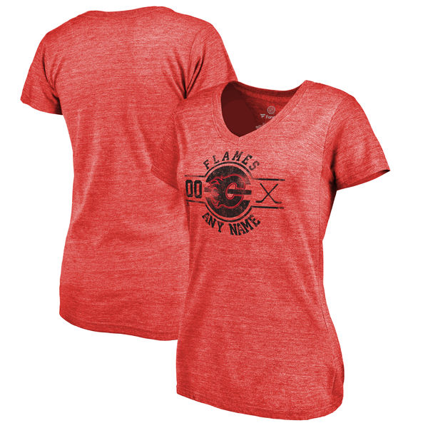 Calgary Flames Fanatics Branded Women's Personalized Insignia Tri Blend T-Shirt Red