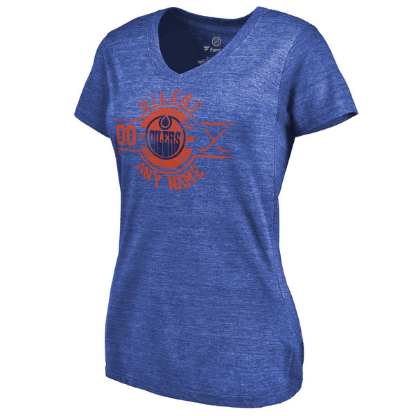 Edmonton Oilers Fanatics Branded Women's Personalized Insignia Tri Blend T-Shirt Royal