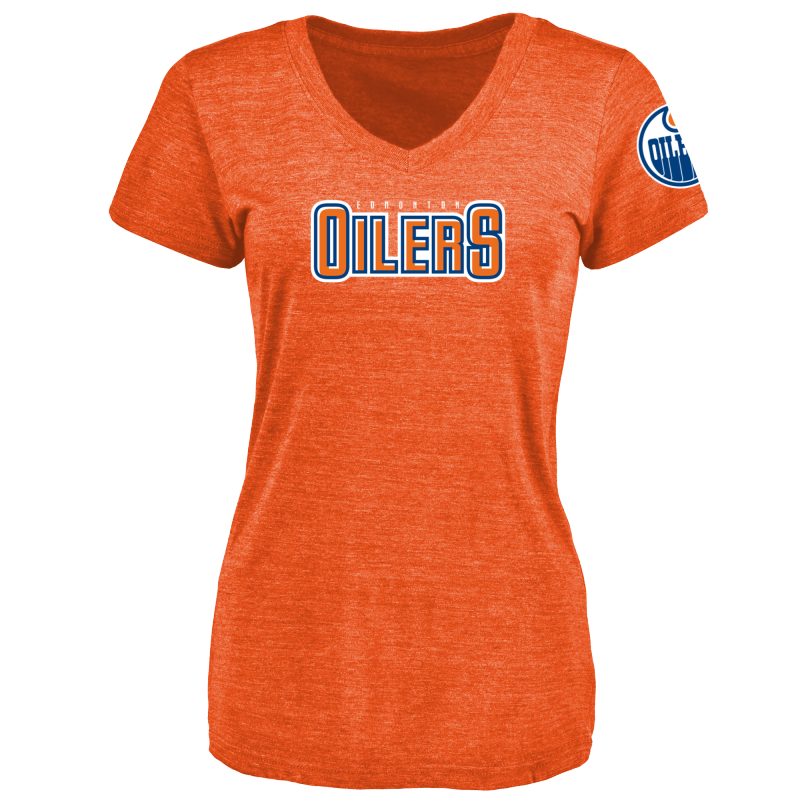 Edmonton Oilers Women's Design Your Own V Neck Tri Blend T-Shirt Orange.png