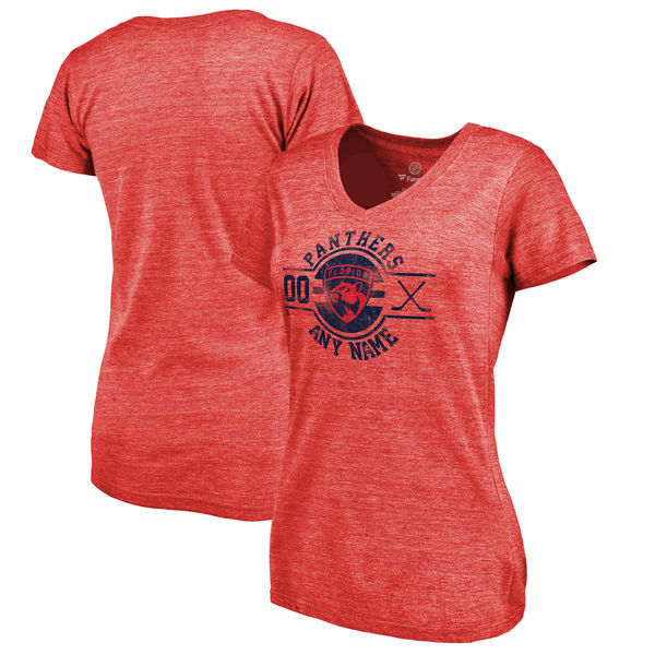 Florida Panthers Fanatics Branded Women's Personalized Insignia Tri Blend T-Shirt Red - Click Image to Close