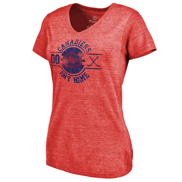 Montreal Canadiens Fanatics Branded Women's Personalized Insignia Tri Blend T-Shirt Red