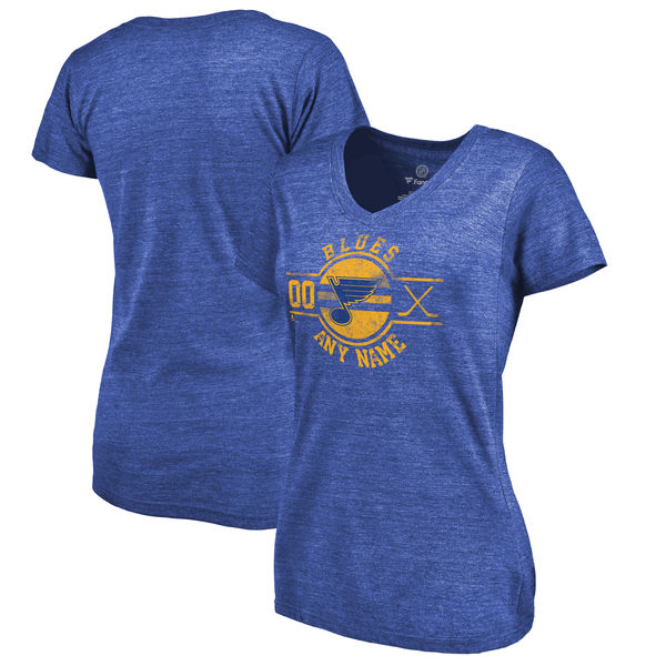 St. Louis Blues Fanatics Branded Women's Personalized Insignia Tri Blend T-Shirt Royal