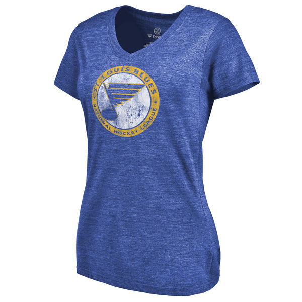 St. Louis Blues Women's Throwback Logo 1970 Tri Blend T-Shirt Blue