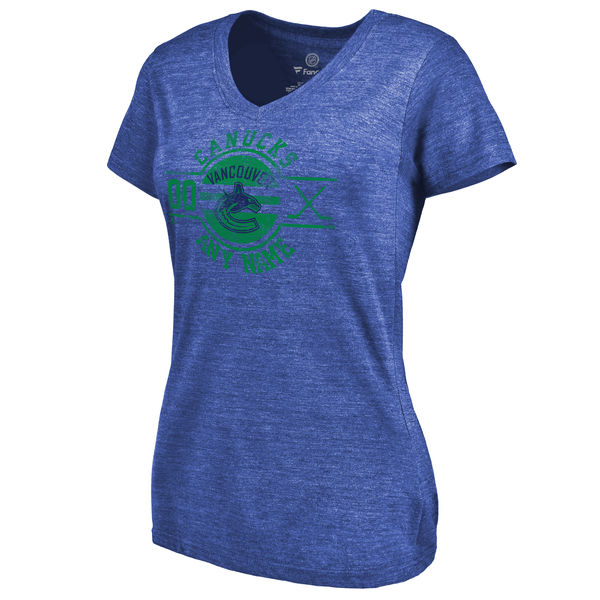 Vancouver Canucks Fanatics Branded Women's Personalized Insignia Tri Blend T-Shirt Royal