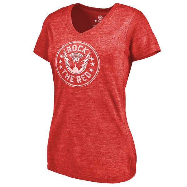 Washington Capitals Women's Hometown Collection Presidential Tri Blend V Neck T-Shirt Red