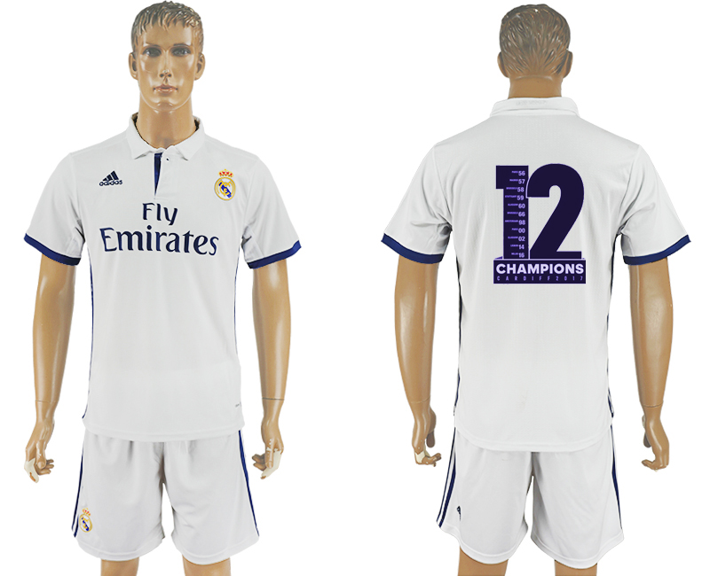 2016-17 Real Madrid Home 12 UEFA Champion League Soccer Jersey
