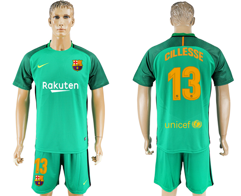 2017-18 Barcelona 13 CILLESSE Green Goalkeeper Soccer Jersey