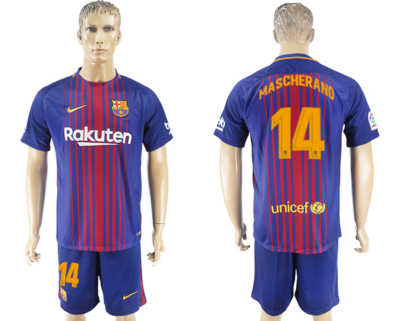 2017-18 Barcelona 14 MASCHERANO Home Soccer Jersey