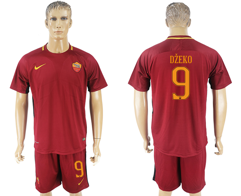 2017-18 Roma 9 DZEKO Home Soccer Jersey