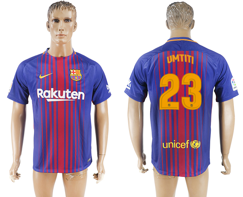 2017-18 Barcelona 23 UMTITI Home Thailand Soccer Jersey 2017-18 Barcelona 23 UMTITI Home Thailand Soccer Jersey