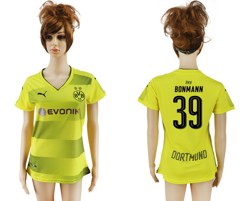 2017-18 Dortmund 39 BONMANN Home Women Soccer Jersey 2017-18 Dortmund 39 BONMANN Home Women Soccer Jersey