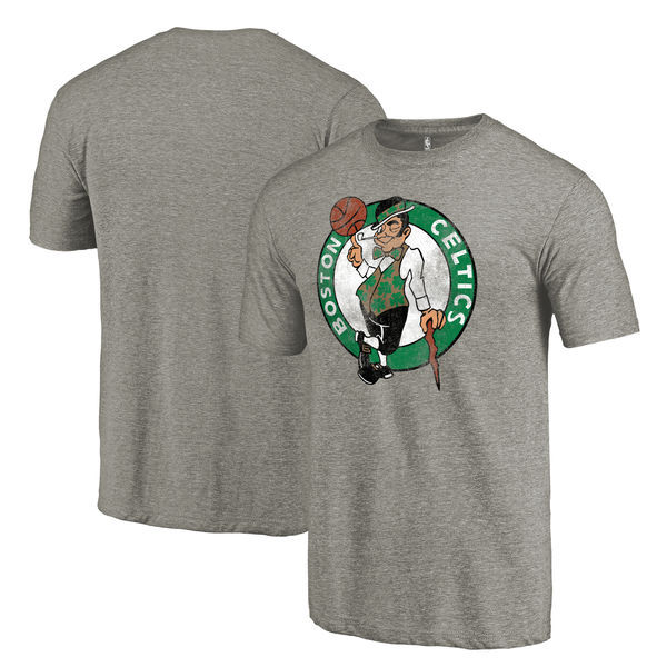 Boston Celtics Distressed Team Logo Gray Men's T-Shirt