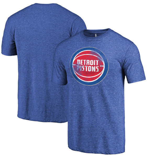 Detroit Pistons Distressed Team Logo Blue Men's T-Shirt