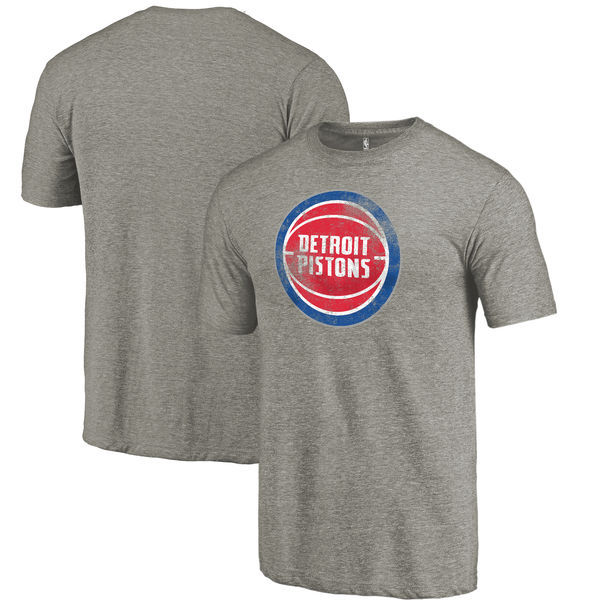 Detroit Pistons Distressed Team Logo Gray Men's T-Shirt