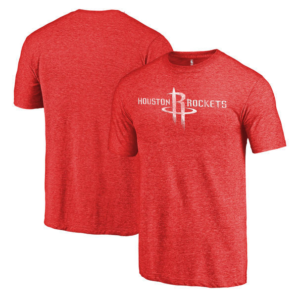 Houston Rockets Distressed Team Logo Red Men's T-Shirt - Click Image to Close
