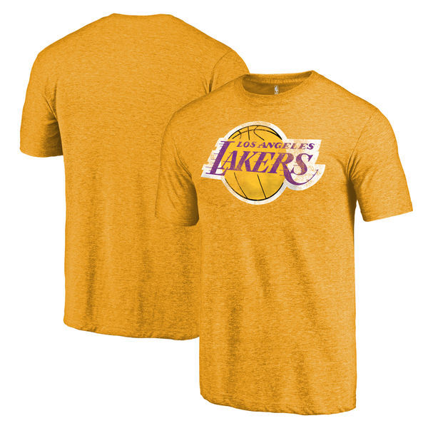 Los Angeles Lakers Distressed Team Logo Gold Men's T-Shirt