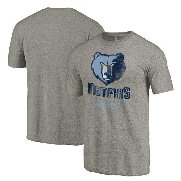 Memphis Grizzlies Distressed Team Logo Gray Men's T-Shirt