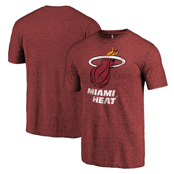 Miami Heat Distressed Team Logo Wine Men's T-Shirt