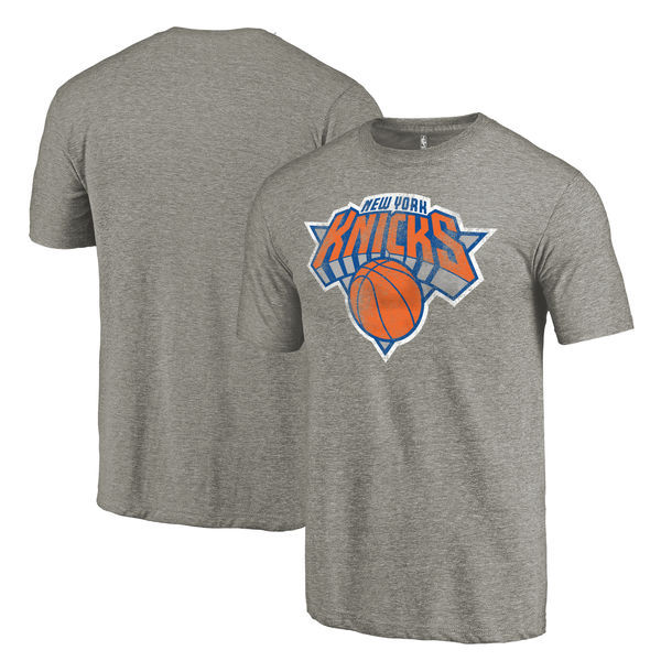 New York Knicks Distressed Team Logo Gray Men's T-Shirt
