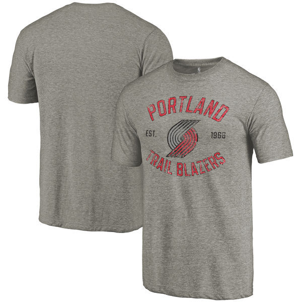 Portland Trail Blazers Distressed Team Logo Gray Men's T-Shirt - Click Image to Close