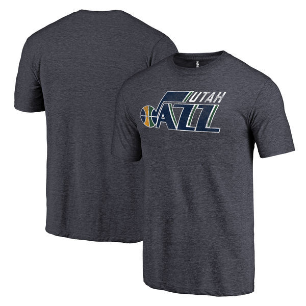 Utah Jazz Distressed Team Logo D.Gray Men's T-Shirt