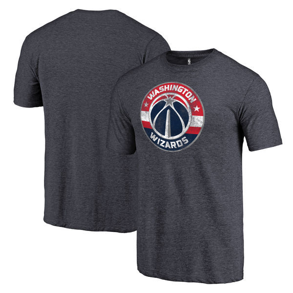 Washington Wizards Distressed Team Logo D.Gray Men's T-Shirt - Click Image to Close