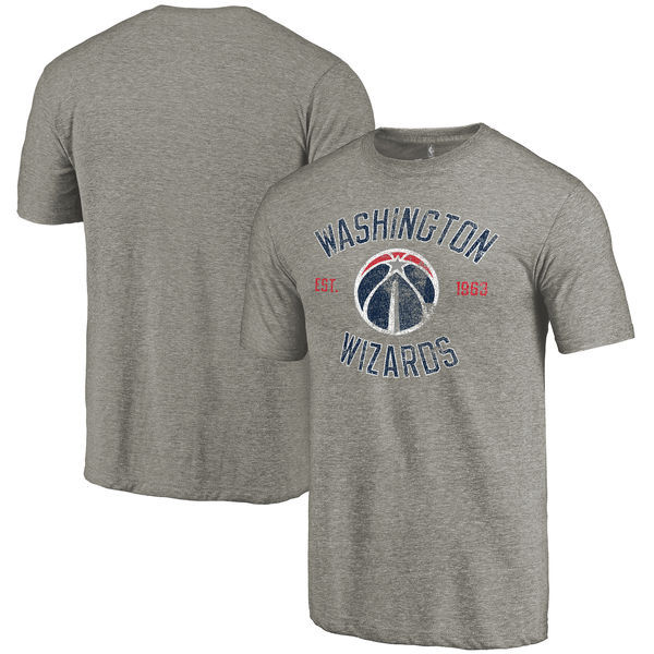 Washington Wizards Distressed Team Logo Gray Men's T-Shirt - Click Image to Close
