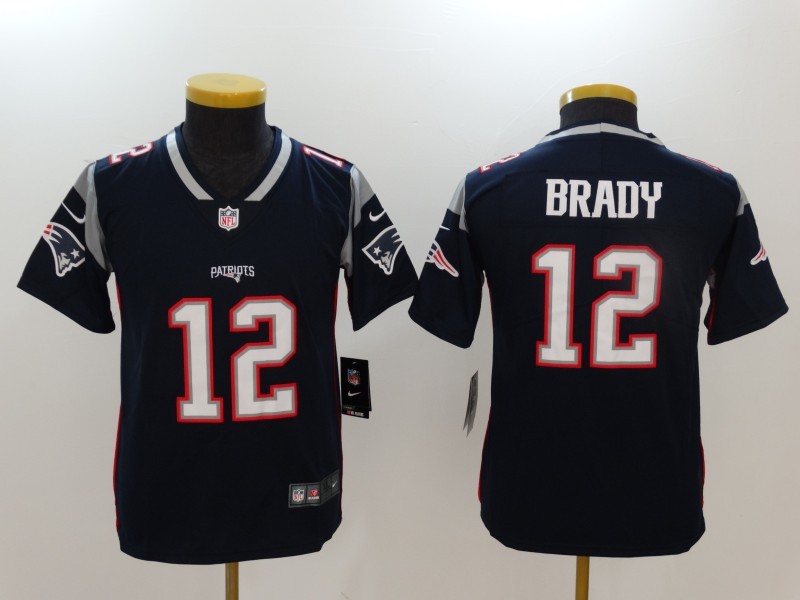 Nike Patriots 12 Tom Brady Navy Youth Vapor Untouchable Player Limited Jersey