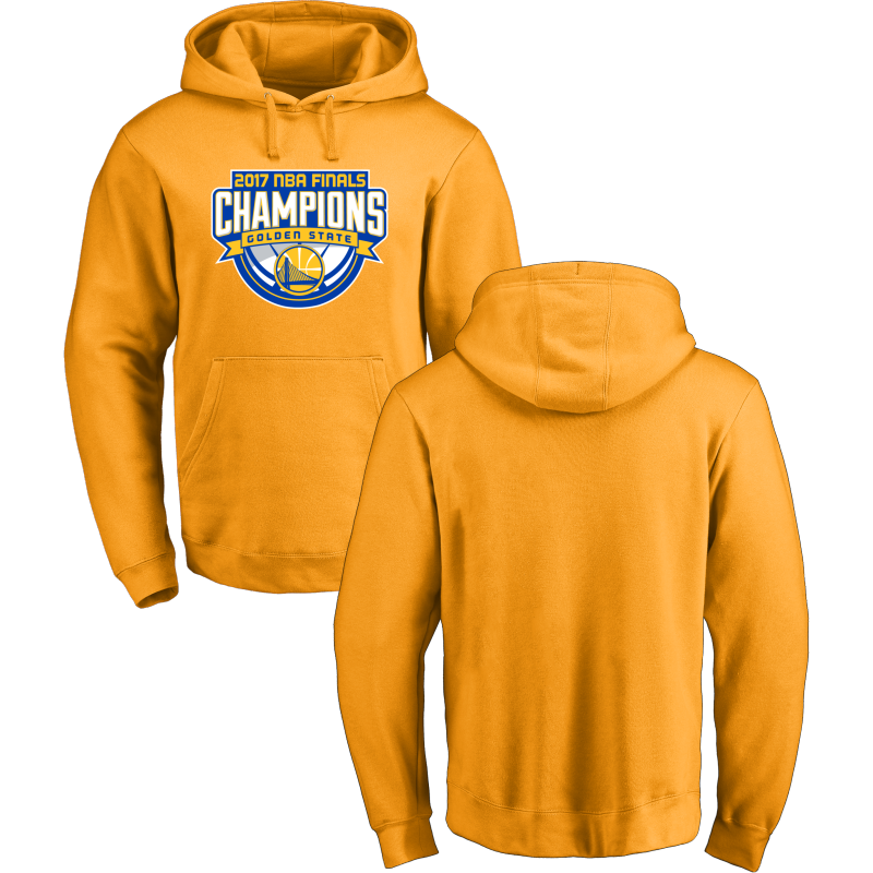 Golden State Warriors 2017 NBA Champions Yellow Men's Pullover Hoodie - Click Image to Close