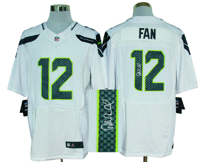 Nike Seahawks 12 Fan White Signature Edition Elite Jersey