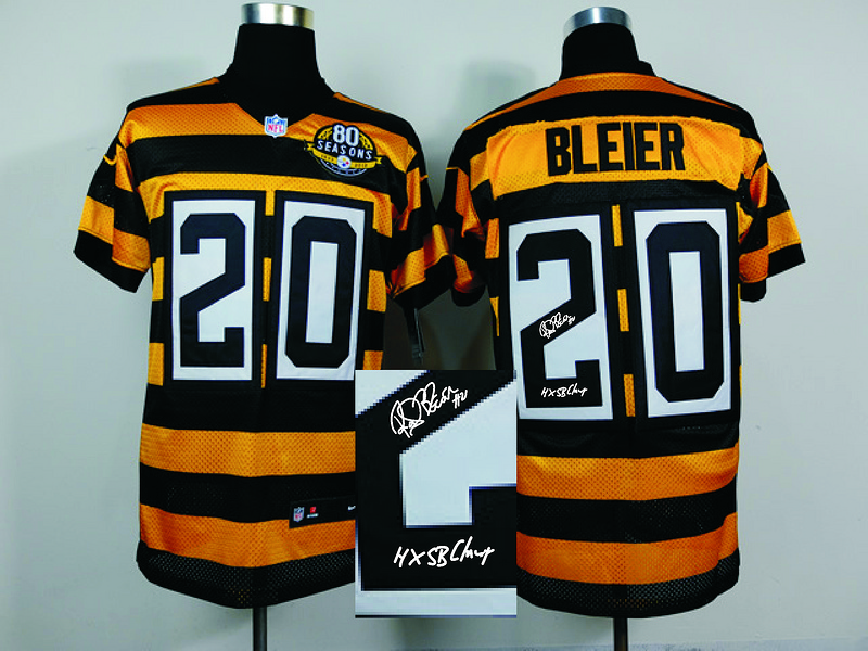 Nike Steelers 20 Rocky Bleier Gold Throwback Signature Edition Elite Jersey