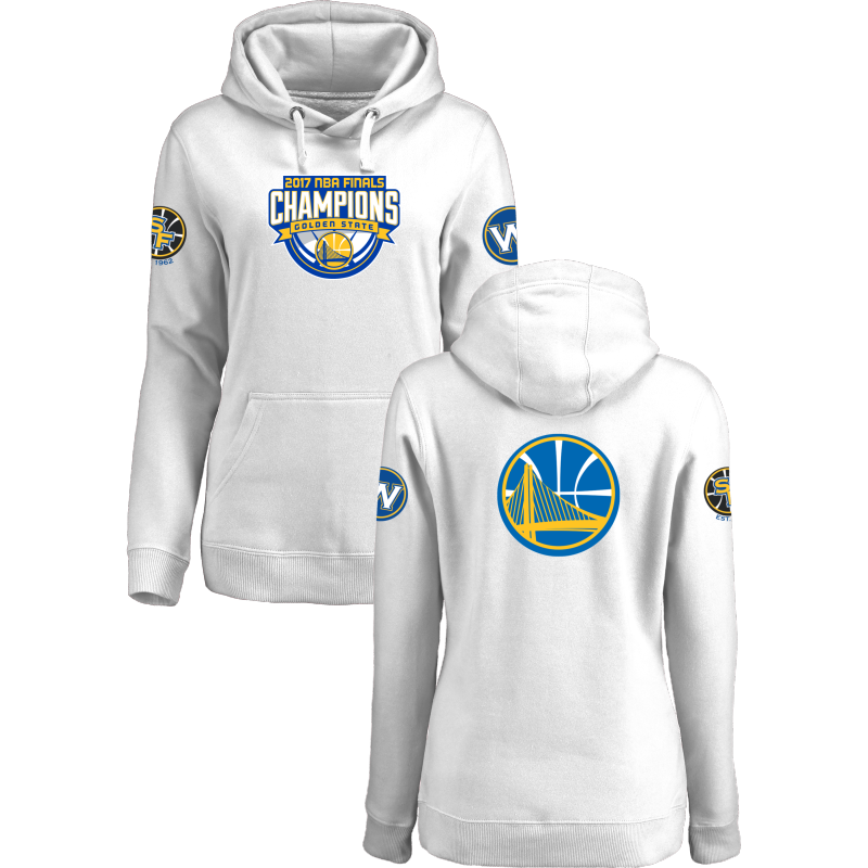 Golden State Warriors 2017 NBA Champions White Women's Pullover Hoodie3