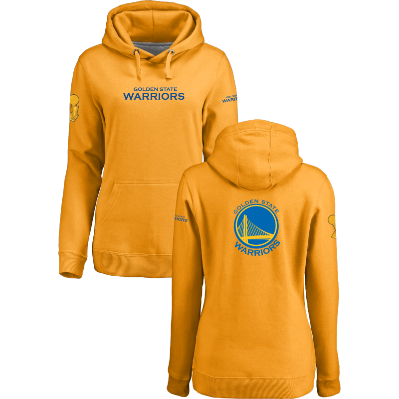 Golden State Warriors 2017 NBA Champions Yellow Women's Pullover Hoodie3